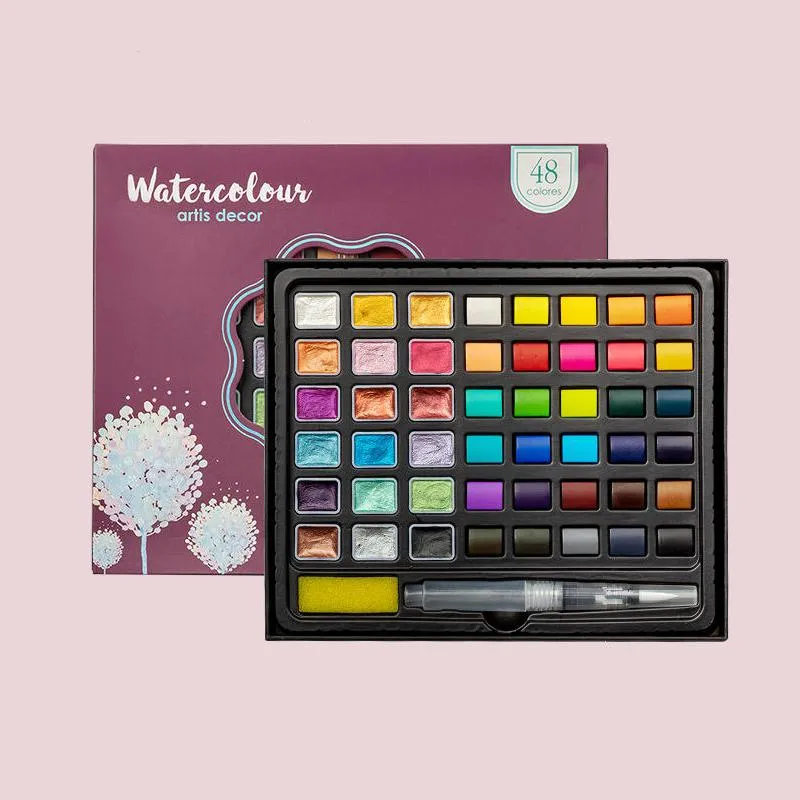 Pearlescent Solid Watercolor Paint Set – 24/36/48/88 Colors – Artist Portable Watercolor Kit