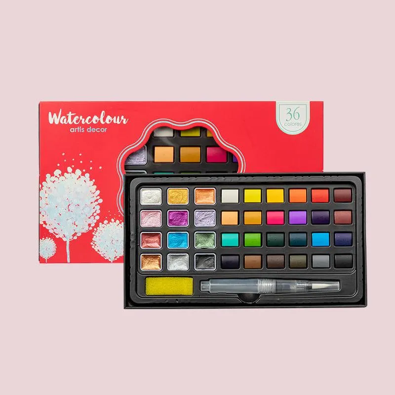 Pearlescent Solid Watercolor Paint Set – 24/36/48/88 Colors – Artist Portable Watercolor Kit