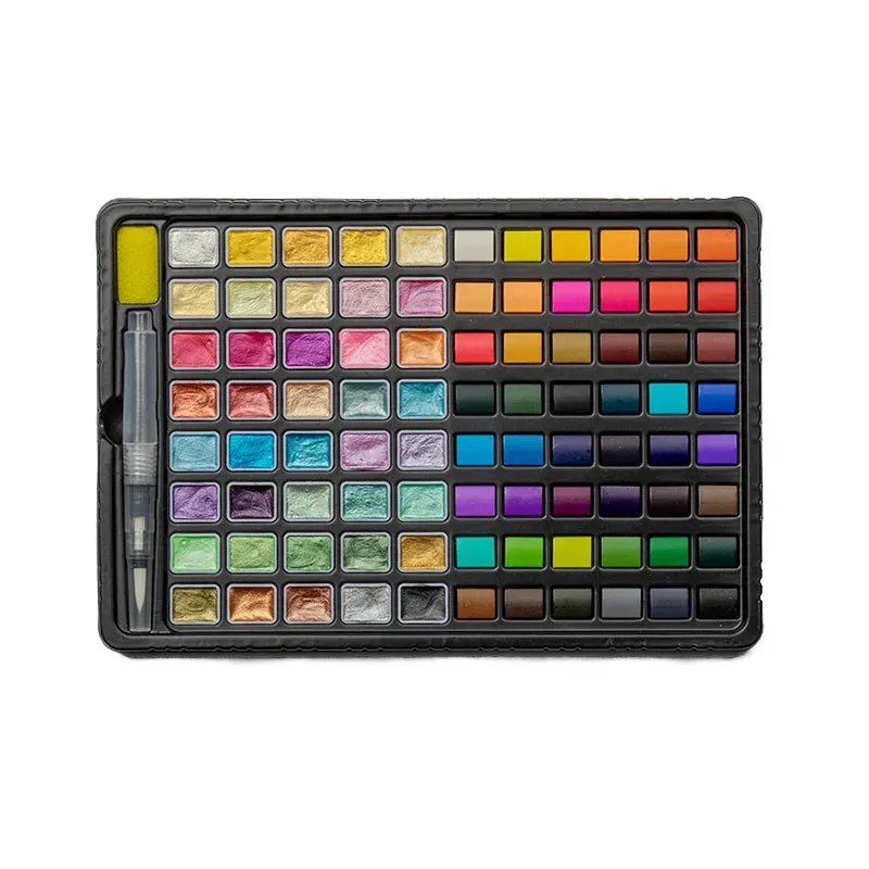 Pearlescent Solid Watercolor Paint Set – 24/36/48/88 Colors – Artist Portable Watercolor Kit