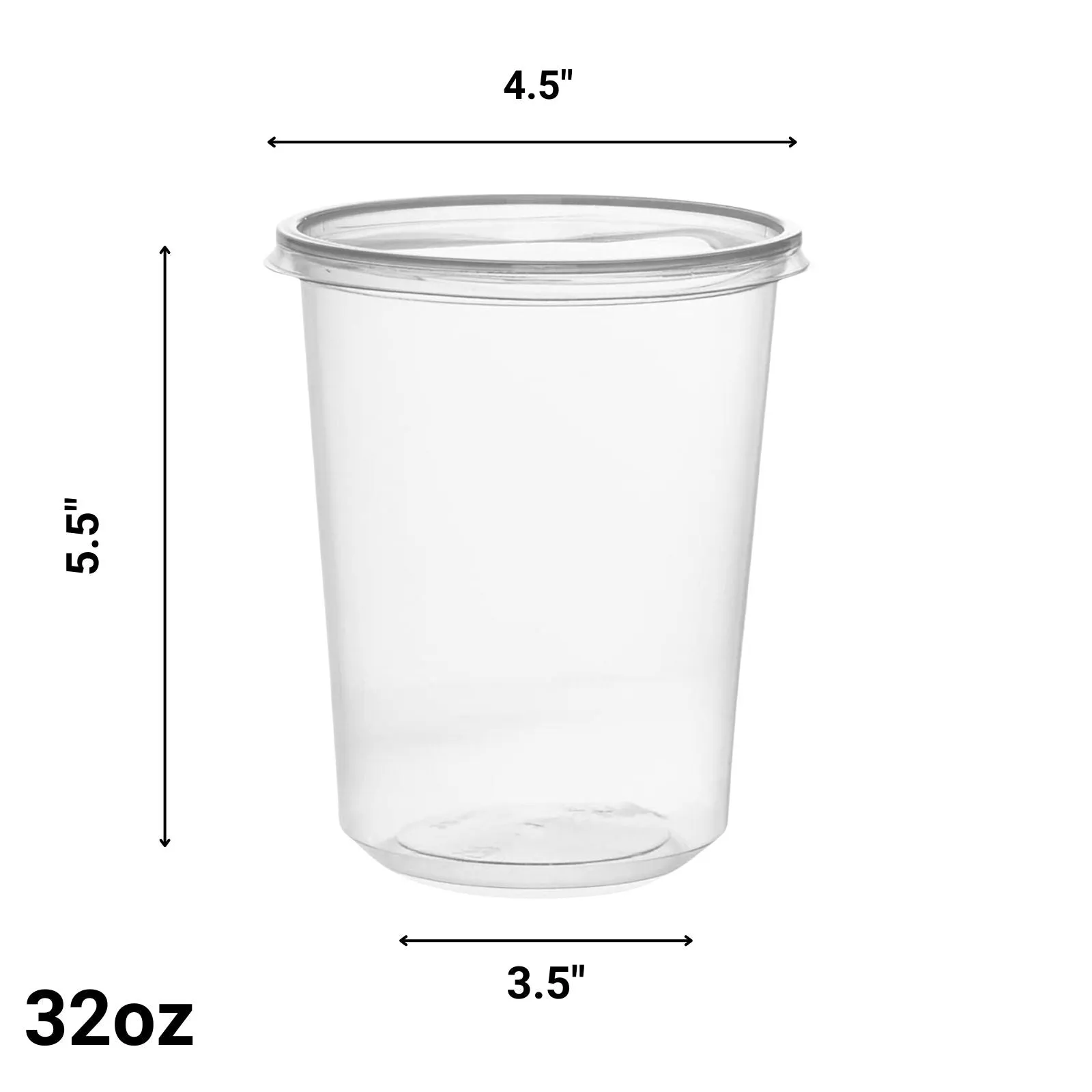 "BULK" Lightweight Clear Plastic Round Deli Container with Lids 32oz