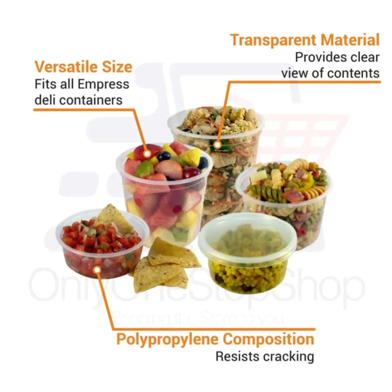 "BULK" Lightweight Clear Plastic Round Deli Container with Lids 8oz