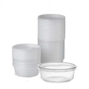 "BULK" Lightweight Clear Plastic Round Deli Container with Lids 8oz