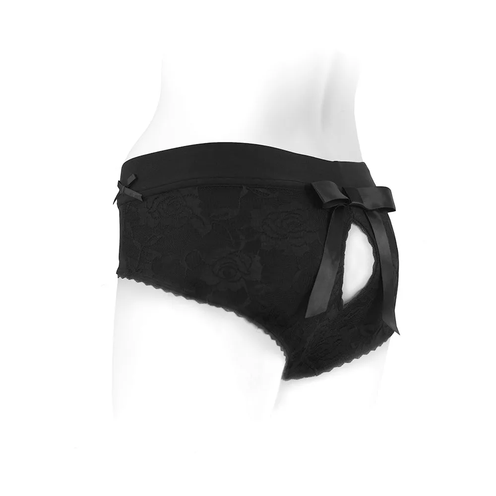 SpareParts Bella Cleavage Booty Short Harness Black Size 3XL