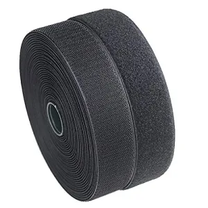 Sunkizzrs® 5m Hook   5m Loop (Width-25mm) Tape Roll Strips with Adhesive Back Mounting Tape for Picture and Tools Hanging Pedal Board Fastening Black Stick-On Tape