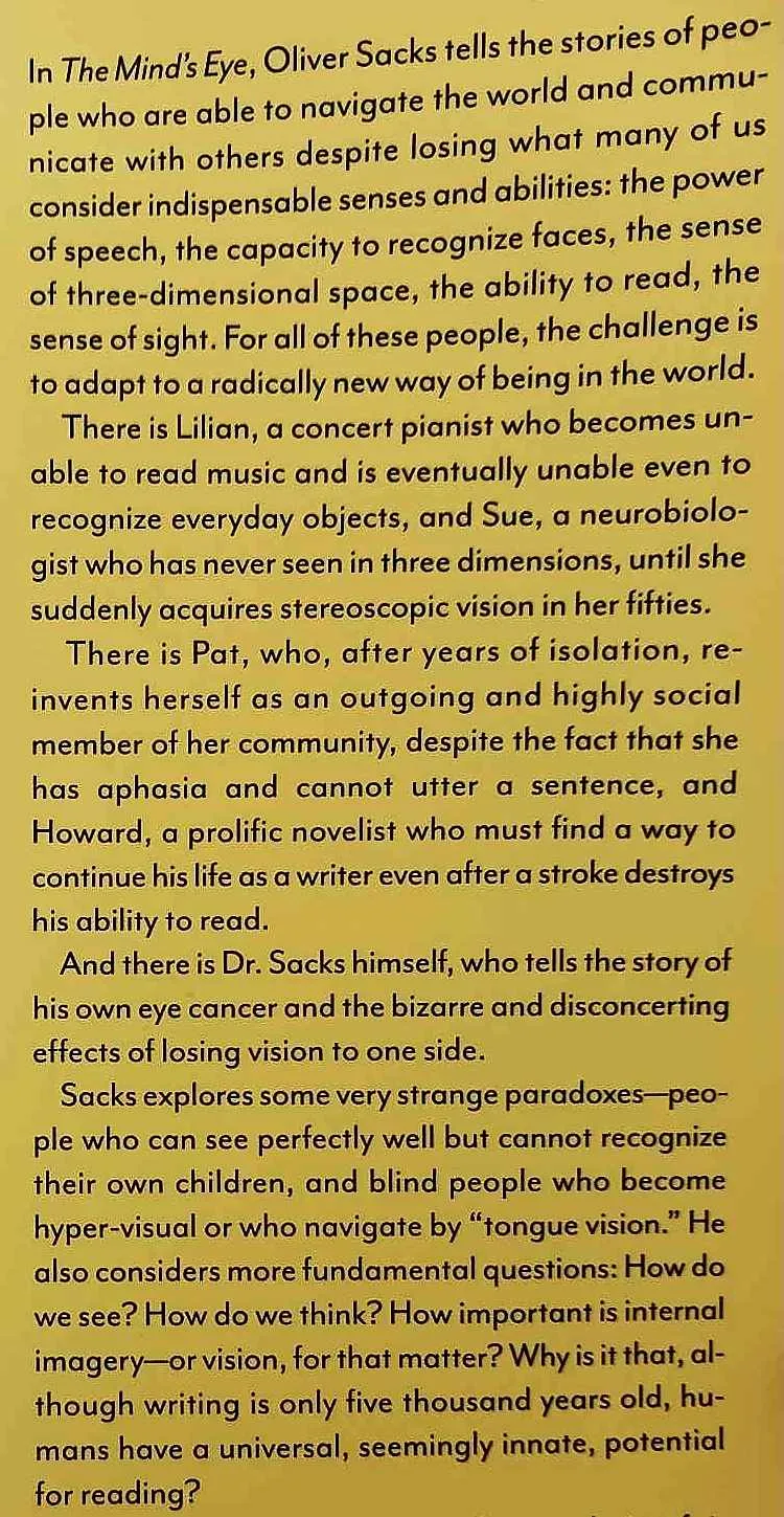 THE MIND'S EYE - Oliver Sacks