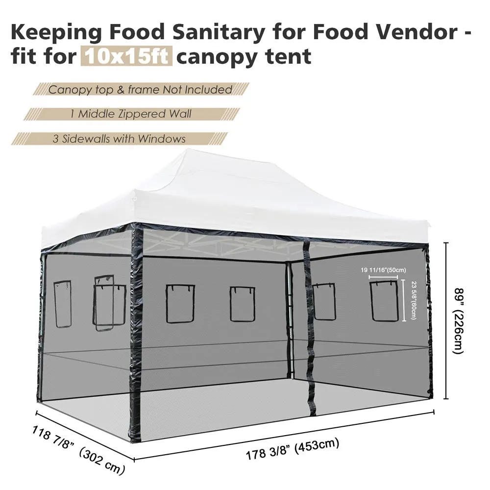 TheLAShop Netting for Pop Up Canopy 10x15 Food Service Vendor Side Screen