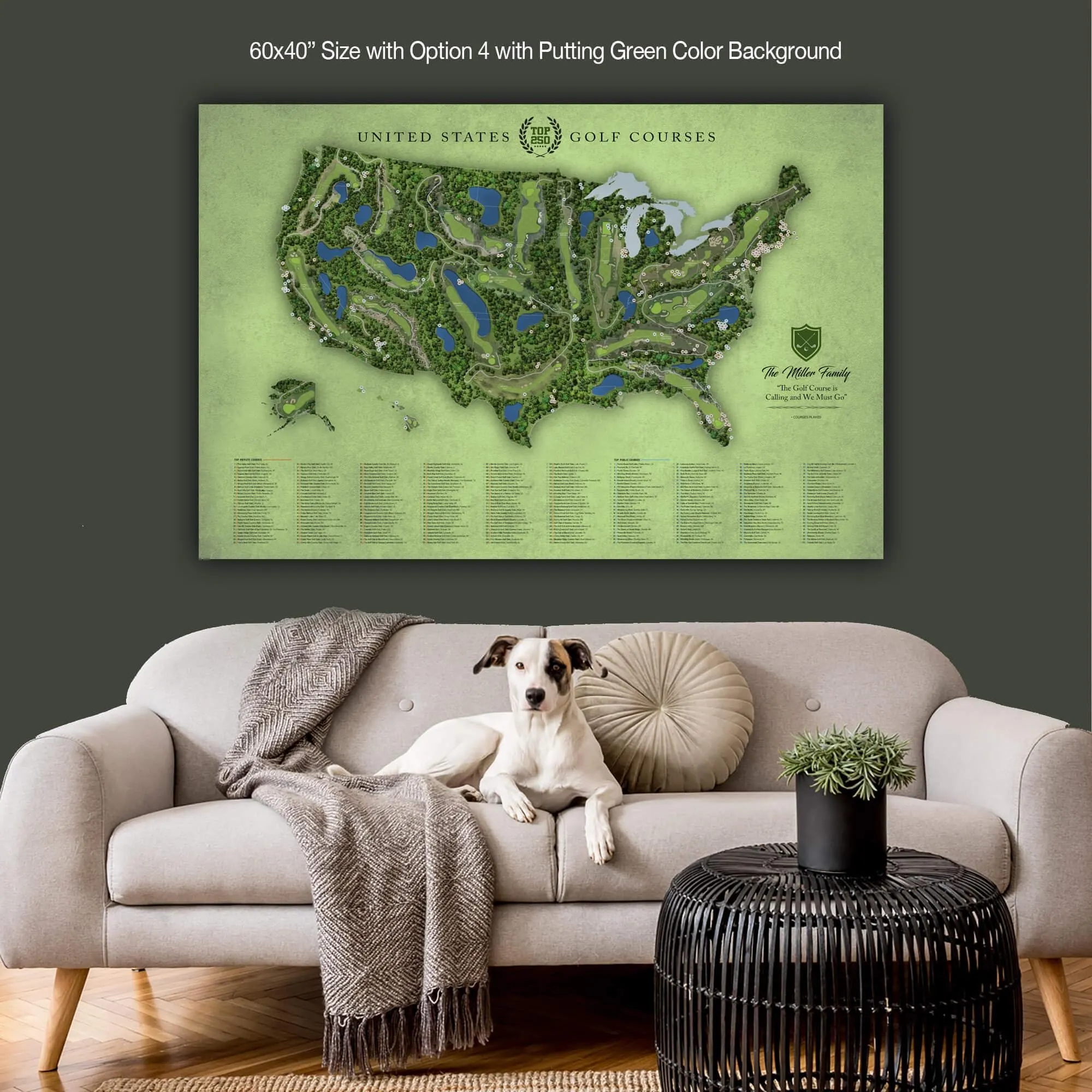 Top 250 Golf Courses in the USA Push Pin Map